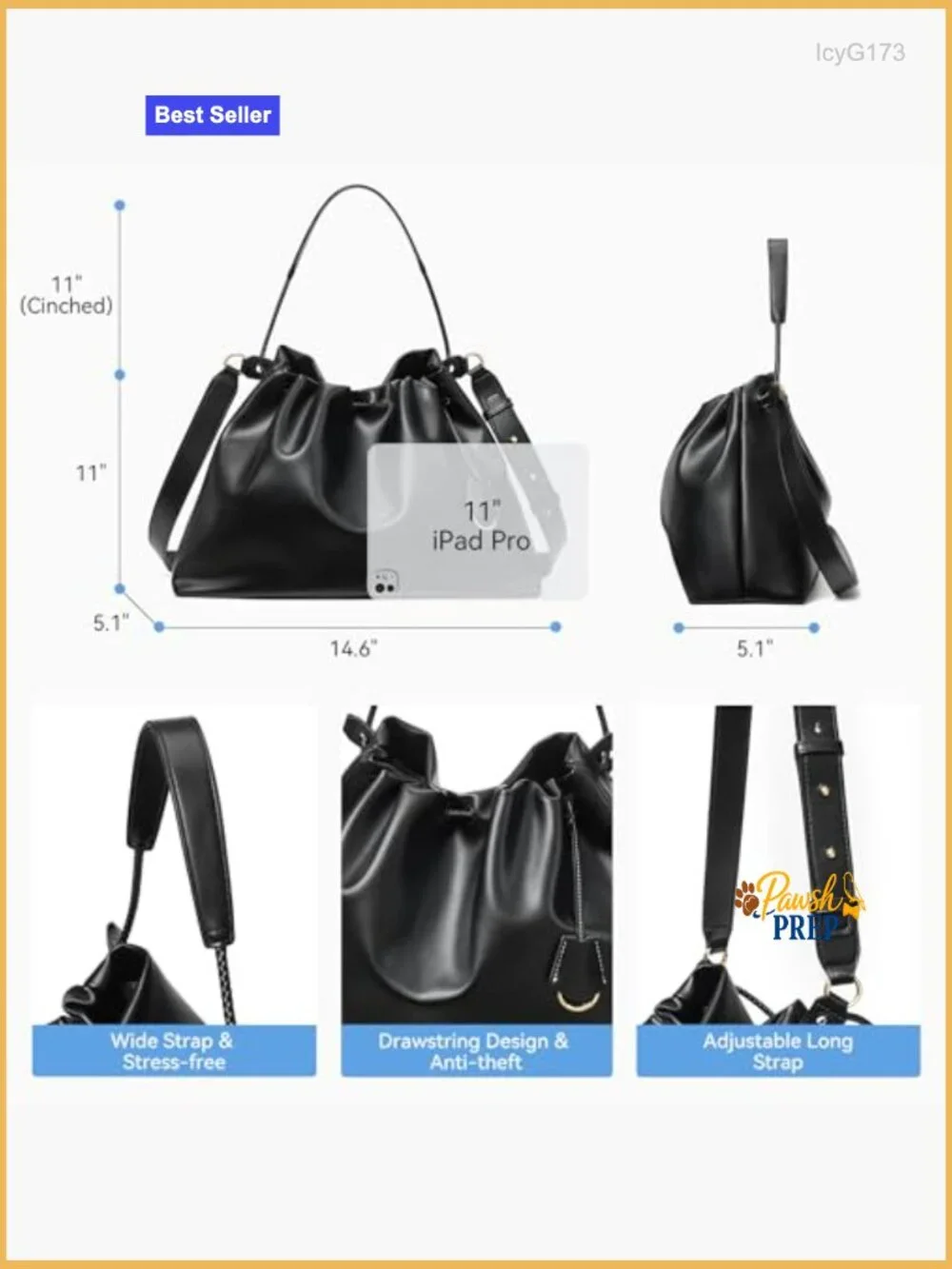 Slouchy Hobo Bag Drawstring Closure Soft Crossbody Purse with 2 Straps